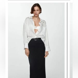 MNG Zaro Stripe Shirt Oversize   Size 8 Effortless Chic